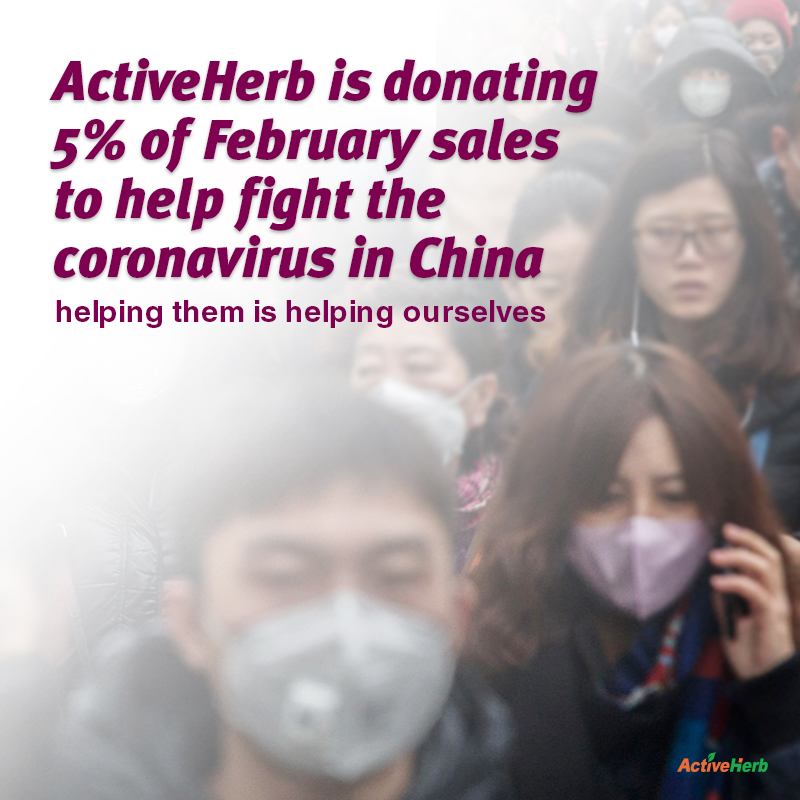 ActiveHerb Donates 5% of February Sales to Help Fight Coronavirus in China